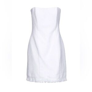 Chic Tweed White Mini Summer Dress